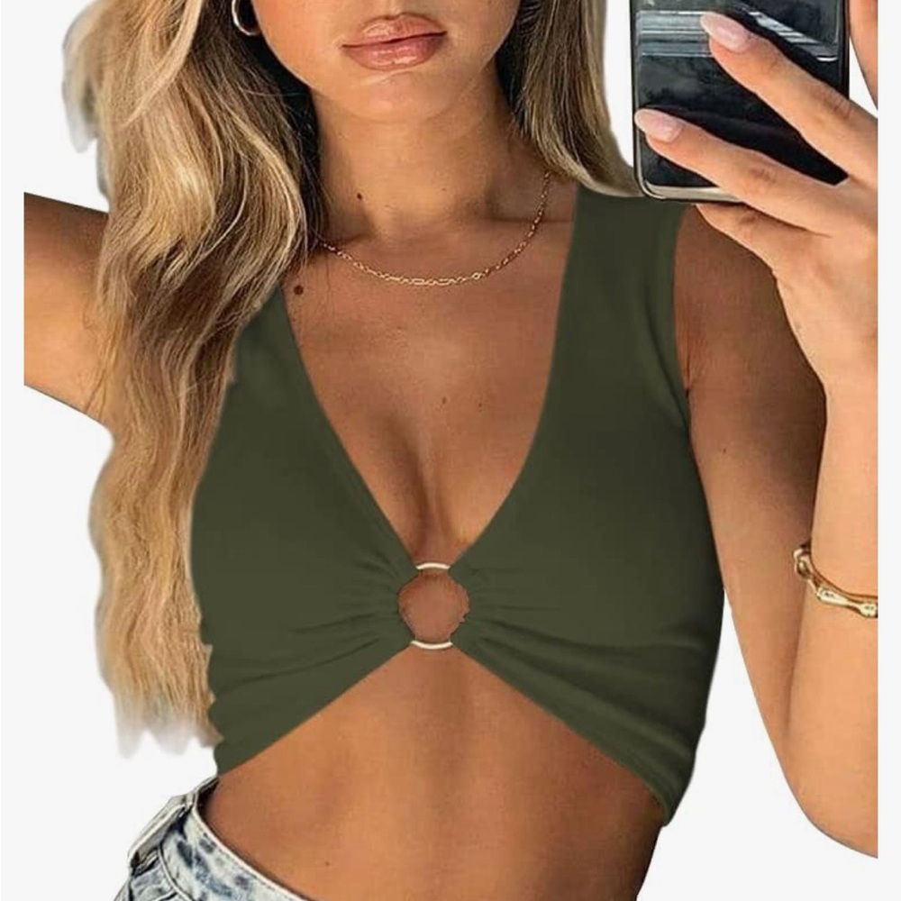 Forest green crop top